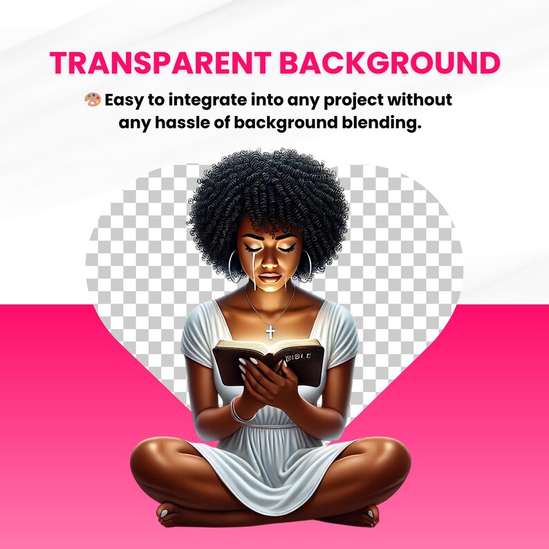Black girl clipart | Black girl png | Black Woman png | Women of Faith Clipart | African American | black girl praying | Bible Study Journal
