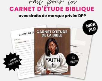French Bible Study Journal | Canva Ebook Template PLR MRR