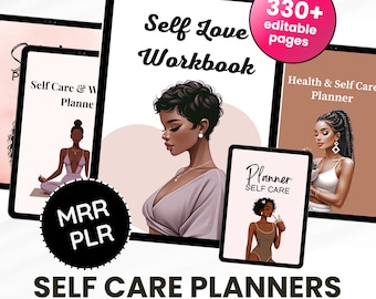 PLR MRR Digital Planners Bundle | Self Care Planner | PLR ebooks | Ebook template Canva | Black Girl | African American Woman | Resell right