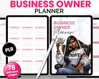 Black Girl Digital Business Planner: PLR Customizable Canva Template