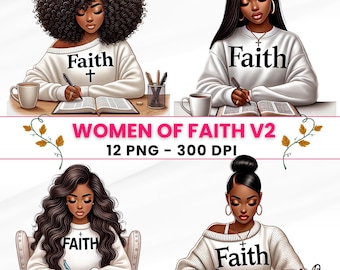 Black Women of Faith Clipart: Christian PNG Bundle (Digital Download)