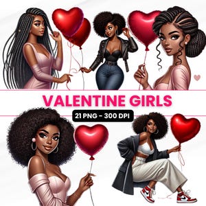 Cliparts de Saint Valentin, couple africain, couple noir, cadeau saint valentin, femmes noires, cliparts chrétiens, femmes noires, art IA