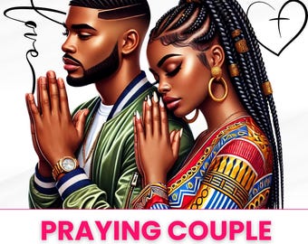 Praying African American Couple Clipart: Faith & Love (PNG)