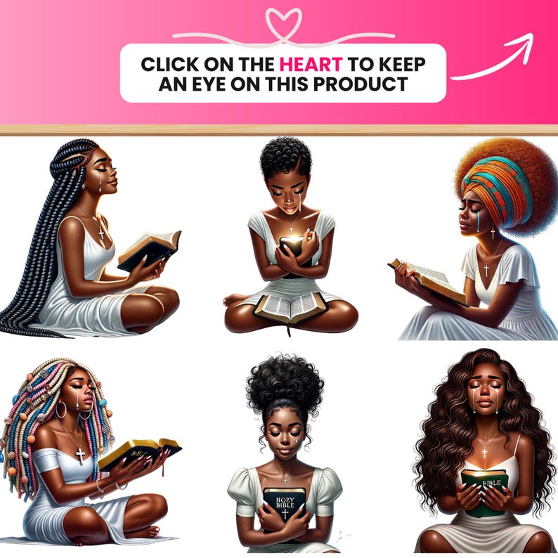 Black girl clipart | Black girl png | Black Woman png | Women of Faith Clipart | African American | black girl praying | Bible Study Journal