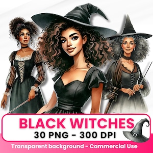 Collection exclusive de cliparts de haute qualité de sorcières noires d'halloween