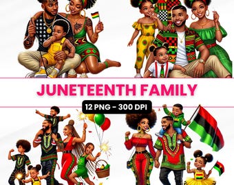 Juneteenth Family Clipart: African American Celebration (PNG)