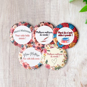 Personalized pins or magnets: Thank you teacher, thank you teacher, end-of-school-year gift