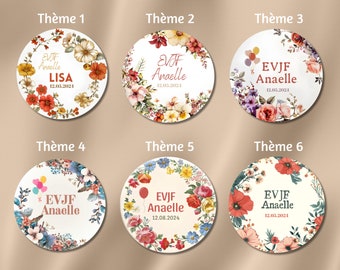 Badges/Pin's personnalisés EVJF, témoin de la mariée , Taille 5,8 cm , décoration mariage