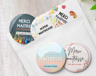 Personalized pins or magnets Thank you teacher, thank you master, end of school year gift