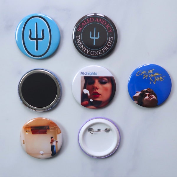 Magnets/Pin's Harry Styles, Call me by your name, Taylor Swift, Twenty One Pilots, birthday gift idea