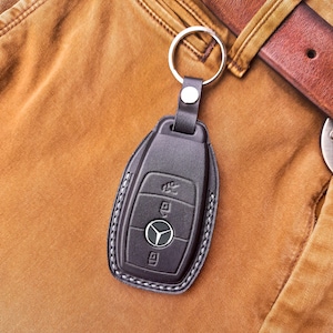 Mercedes E-S-G Series AMG Nappa Leather Key Fob Case Smart Key Cover Protector, Personalized Handm Keychain Holder