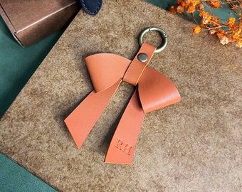 Nappa Leather Bow Keychain, Personalized Lovely Bow Keyring, Bag Charm Accessories, Girlfriend Gift, Bow Purse Hardware Carabiner