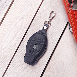 Mercedes Benz Leather Key Fob Case, Key Fob Cover, Personalized Key Fob Holder, Key Protector AMG Car Logo