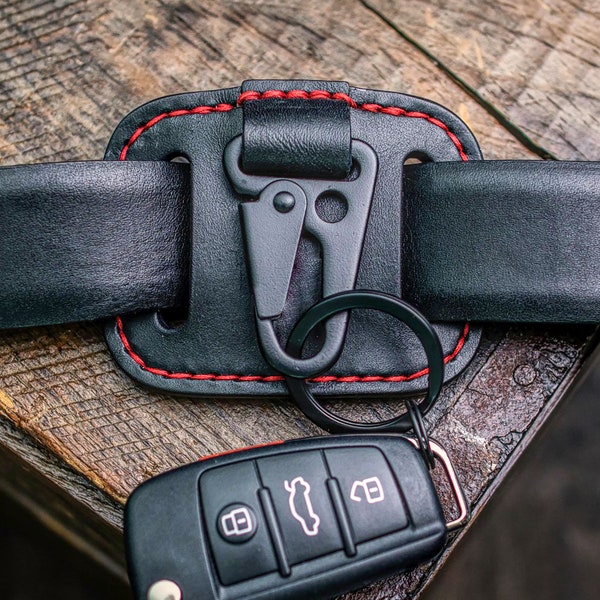Leather Carabiner Tactical Keychain Belt Clip Holder Belt EDC Key Hook Durable Leather Belt Key Holder Keychain Organizer Leather