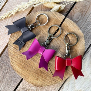 Nappa Leather Mini Bow Keychain, Personalized Lovely Bow Keyring, Bag Charm Accessories, Girlfriend Gift, Bow Purse Hardware
