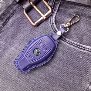 Mercedes Benz Leather Key Fob Case, Key Fob Cover, Personalized Key Fob Holder, Key Protector AMG Car Logo
