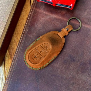 Neuer Mercedes E-S-G-C-Q / Q6 / E-S-G-C-Q Serie AMak Crazy Leder Schlüsselanhänger Smart Key Cover Schutz, personalisierter Handm Schlüsselanhänger