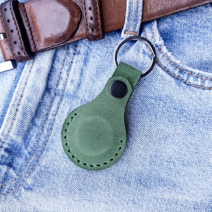 Custodia in pelle personalizzata Airtag per Apple AirTag con portachiavi, custodia protettiva in pelle AirTag con portachiavi, custodia in pelle