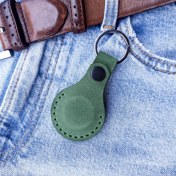 Housse en cuir personnalisée Airtag pour Apple AirTag avec porte-clés, porte-clés de protection en cuir AirTag, étui en cuir