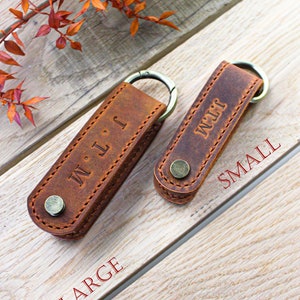 Small Elegant Leather Key Holder, Handmade Compact Leather Key Organizer, Personalized Minimalist Key Case Key Purse Key Wallet