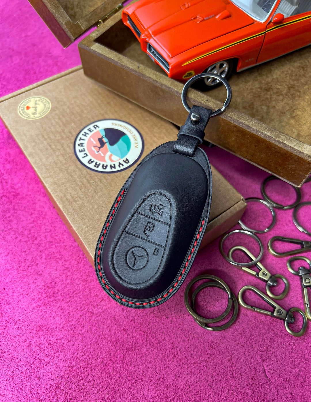 New Mercedes E-S-G-C-Q / EQS Series AMG Nappa Leather Key Fob Case ...