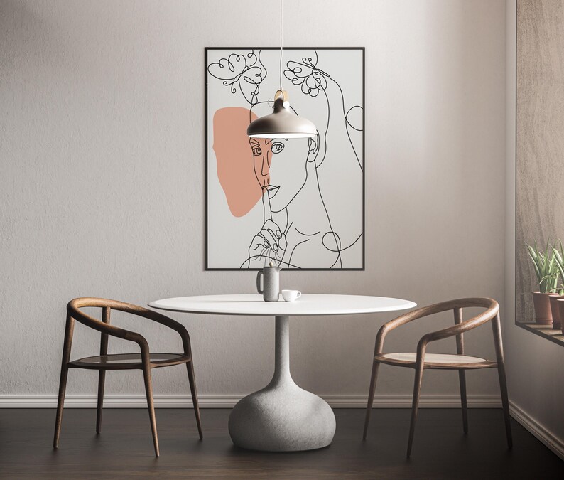 Abstract Art Prints Minimalist Face Line Art Woman Face Poster Print