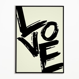 Minimalist LOVE Print: Modern Brushstroke Typography (Digital Download)