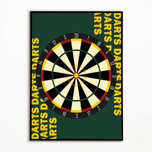 Dartboard Poster Print | Darts Typography Lettering Design | Aesthetic Gaming Room Decor | Darts Player Gifts | Dartboard Wall Art