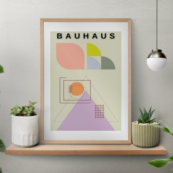 Bauhaus Poster Print, Bauhaus Printable Exhibition Poster, Geometric Wall Art, Retro Mid Century Modern, Bauhaus Decor, Minimalist Wall Art