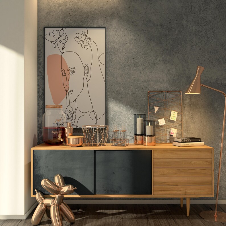 Abstract Art Prints Minimalist Face Line Art Woman Face Poster Print