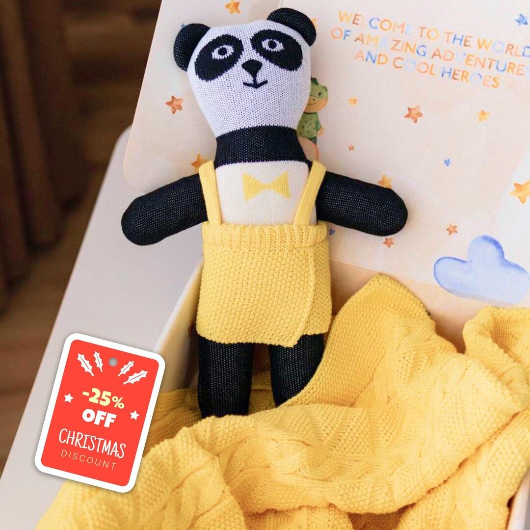 Unisex Warm Baby Gift Plush Panda Bear Handknit Toy Panda Etsy