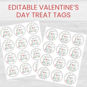 Kid Valentine Tags | Valentine Treat Tags | Valentine&#39;s Day Tag | Sweet Treat Download | School Gift Tag | Editable Printable Valentine&#39;s Da