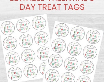 Kid Valentine Tags | Valentine Treat Tags | Valentine's Day Tag | Sweet Treat Download | School Gift Tag | Editable Printable Valentine's Da