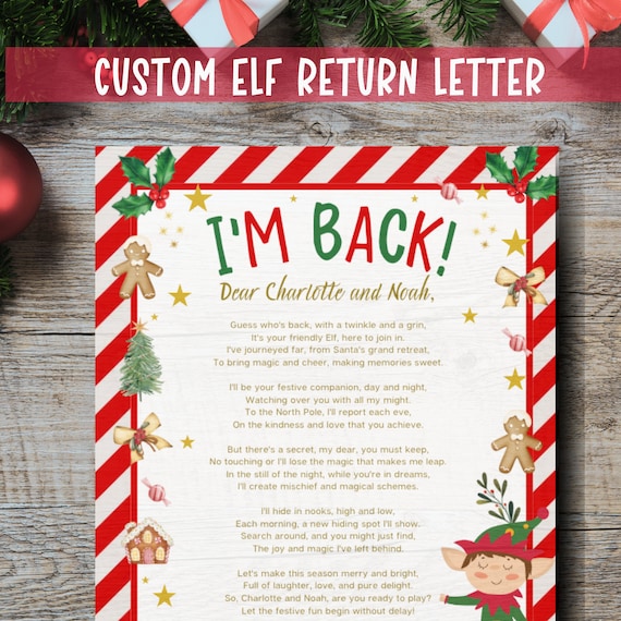 Elf Arrival Letter | Elf Welcome Back Letter | Editable Elf letter | Customizable Christmas Elf | Custom Elf Arrival Note