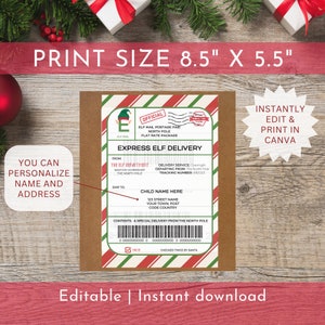 Custom Elf Shipping Label Printable Christmas Elf Label Editable