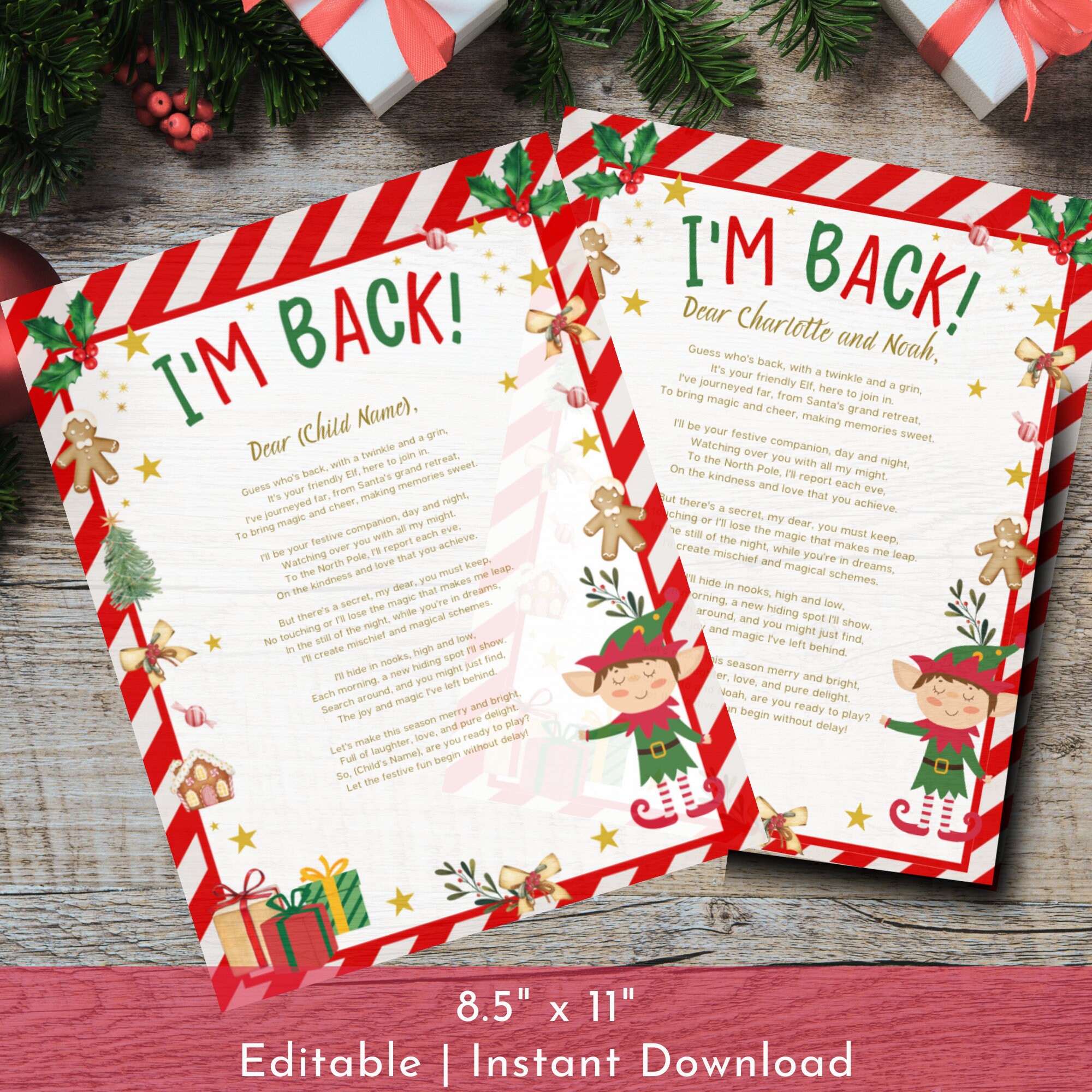 Elf Arrival Letter Elf Back Letter Editable Elf Letter