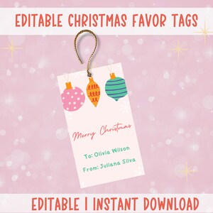 Étiquette de faveur de Noël modifiable | Joyeux Noël Étiquette | Étiquette cadeau de Noël| étiquette cadeau personnalisée | étiquette cadeau client | Étiquette cadeau personnelle personnalisée