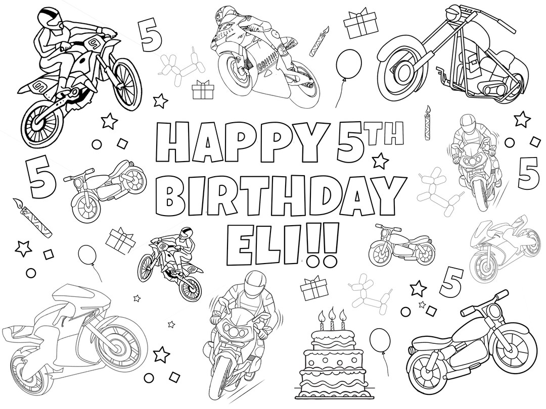 Custom Birthday Party Coloring Page - Etsy
