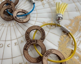 Travel Token Keychain, Custom Travel Keychain, Travel Accessories, Travel Keepsake, Countries Token, Travel Token Washers, Travel Gift
