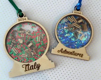Personalized Travel Adventures Ornament, 4D Custom Shaker Ornament, Travel Christmas Ornament, Ornament Gift, Travel Decor, Travel Gift