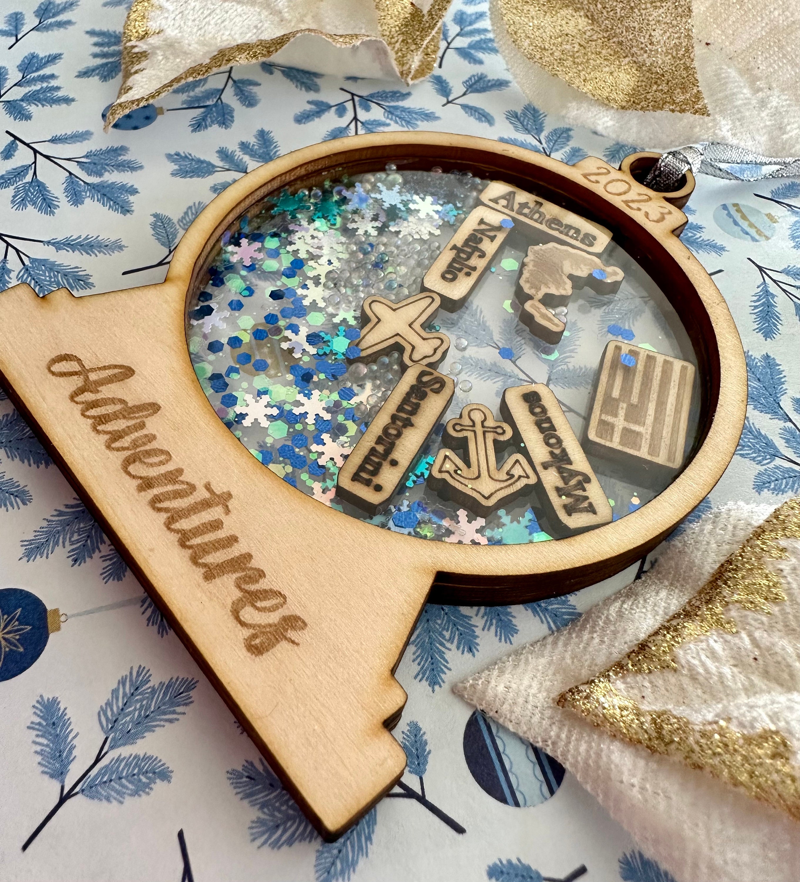 Personalized Travel Adventures Ornament, 4D Custom Shaker Ornament, Travel Christmas Ornament, Ornament Gift, Travel Decor, Travel Gift