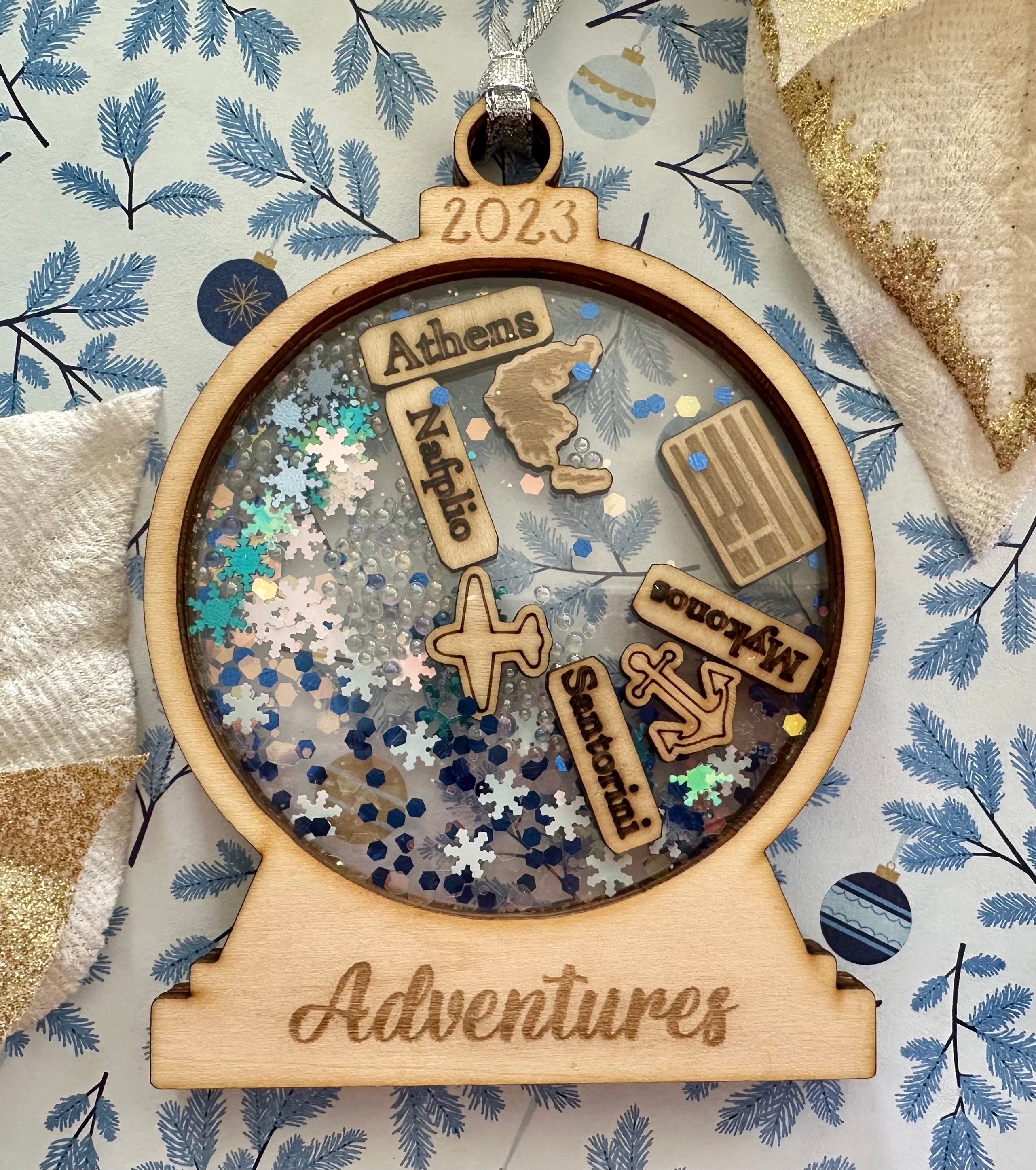 Personalized Travel Adventures Ornament, 4D Custom Shaker Ornament, Travel Christmas Ornament, Ornament Gift, Travel Decor, Travel Gift