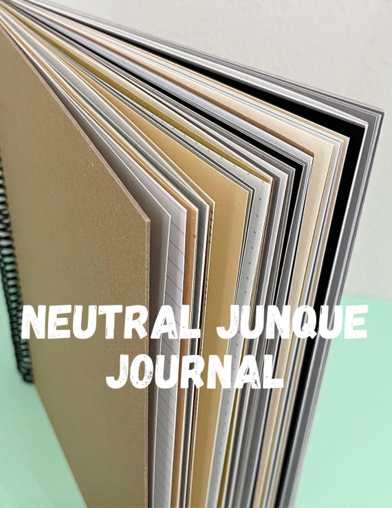 Neutral Junque Art Journal, 8.5" x 11", Chipboard Cover, Junk Journaling Scrapbook