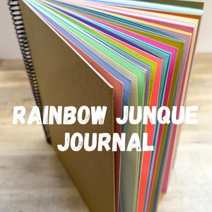 Rainbow Junque Art Journal, 8.5" x 11", Chipboard Cover, Junk Journaling Scrapbook
