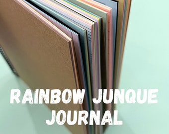 Rainbow Junque Art Journal, 8.5" x 11", Chipboard Cover, Junk Journaling Scrapbook