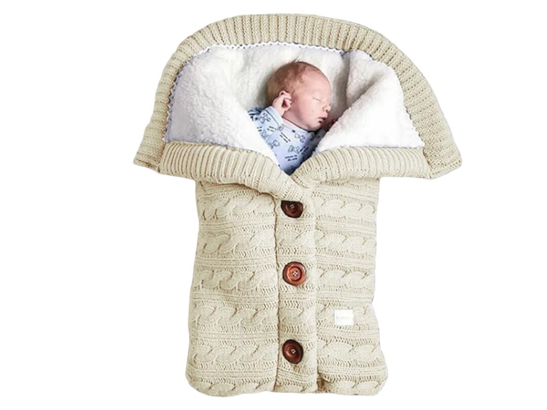 Cozy Baby Sleep Sack Winter Wrap for Newborns, Wool Swaddle Blanket for