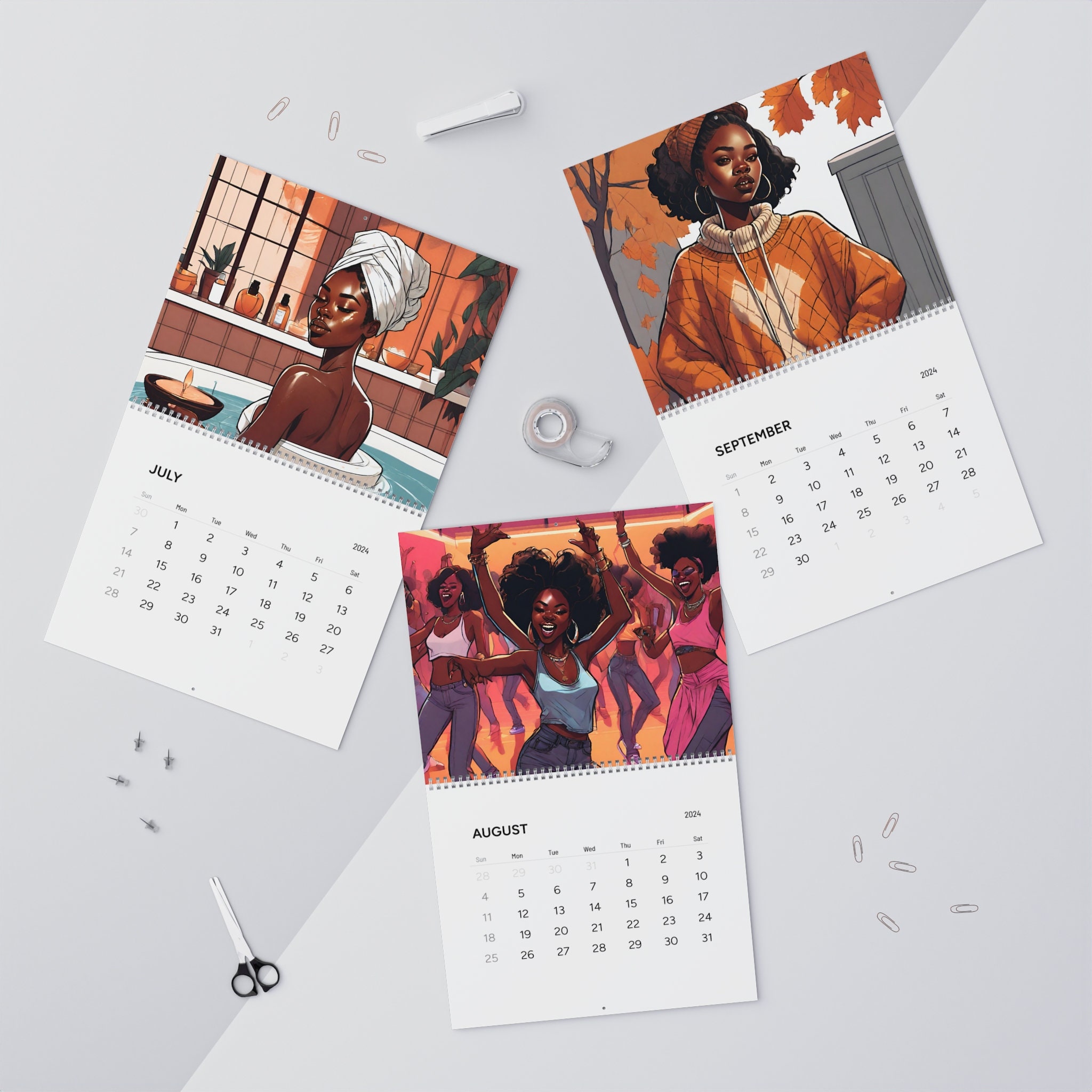 Black Girl Wall Calendars 2024 Etsy