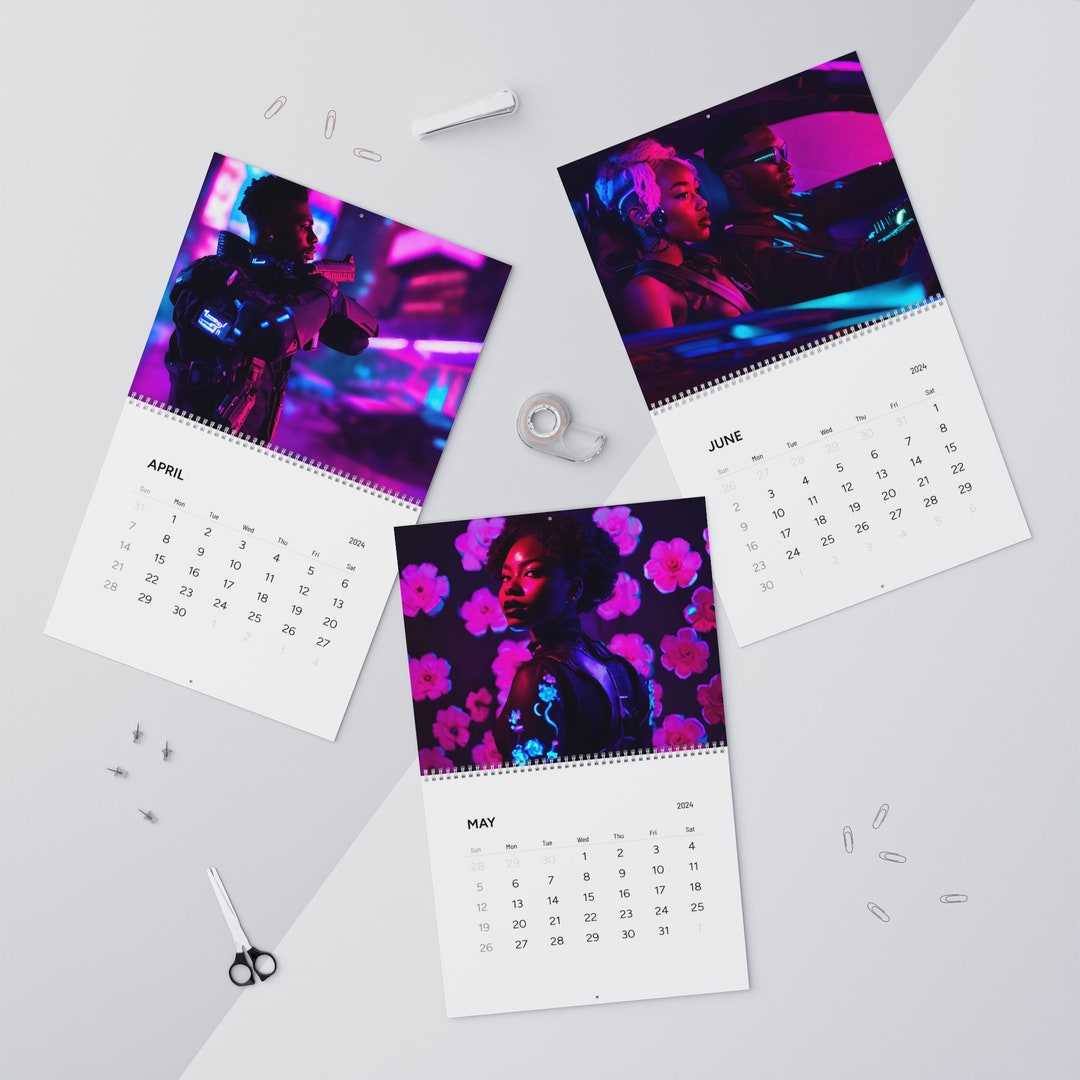 Cyberpunk Black Art Wall Calendars 2025 Etsy