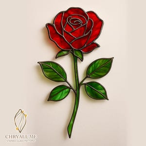 Rose Flower Stained Glass Pattern, Flower Stained Glass Pattern, DIY Stained Glass Pattern, Home Decor Glass, Suncatcher Birth Flower PDF