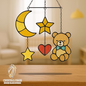 Mönster för nallebjörnsfärgat glas: DIY-solfångare för babymobil (PDF-nedladdning)